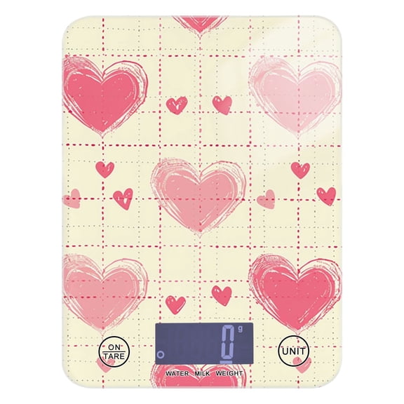 Pink Hearts in Grids Food Scale Digital Kitchen Scale Waterproof Grams Ounces lbs for Weight Loss