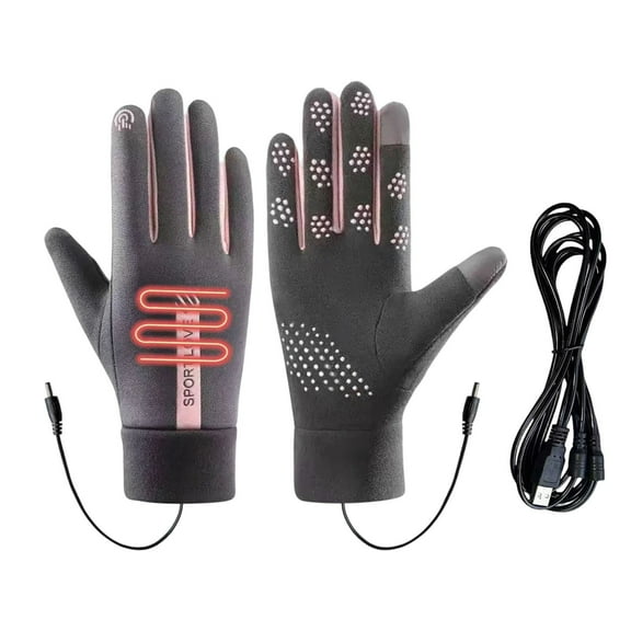 Pink Heated Gloves For Women Usb Rechargeable Touchscreen Waterproof Winter Mittens For Cold Weather