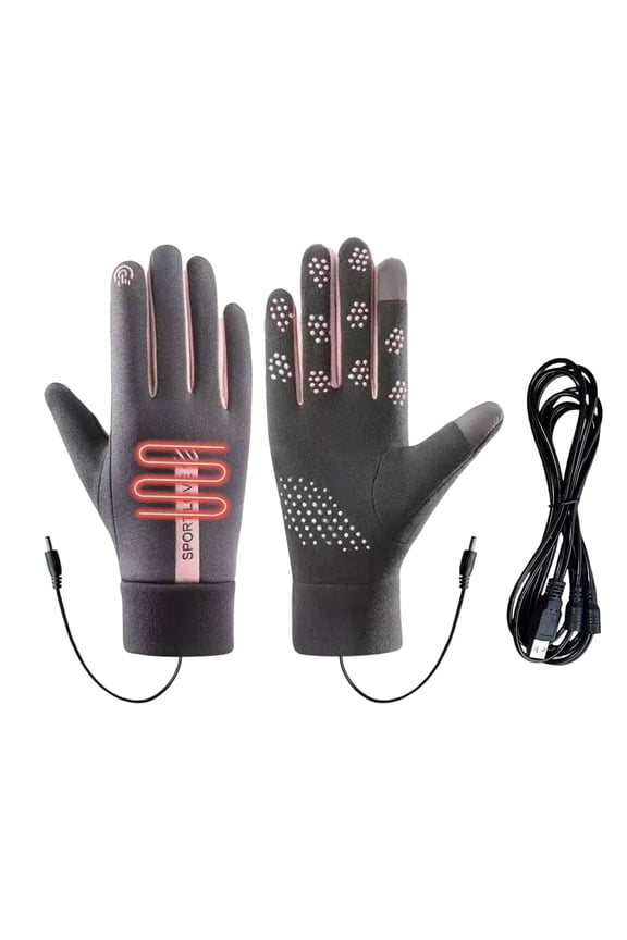 Pink Heated Gloves For Women Usb Rechargeable Touchscreen Waterproof Winter Mittens For Cold Weather