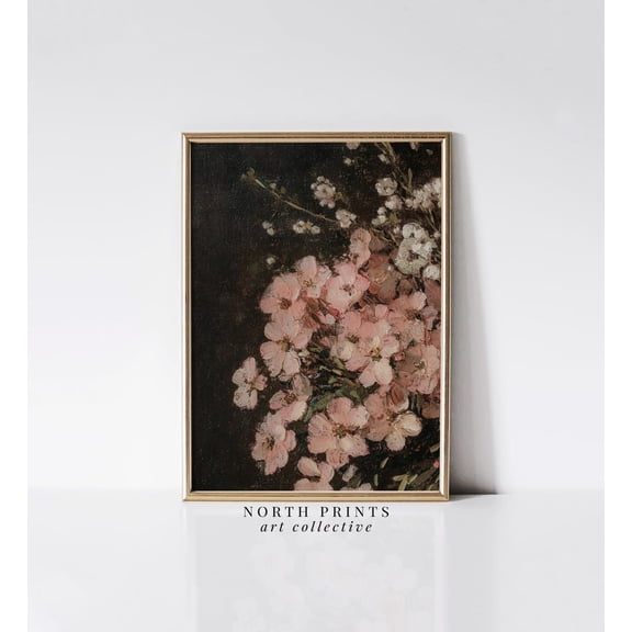 Pink Heather Moody Botanical Poster, Unframed Size 8x12