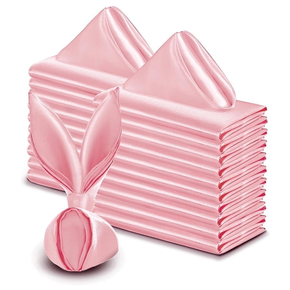 Pink Heavy Duty Cloth Napkins - 17 x 17 inch Solid Washable Polyester Dinner Napkins - Set of 8 Napkins with Hemmed Edges - Great for Weddings, Parties, Spring, Mothers Day, Valentine's Day