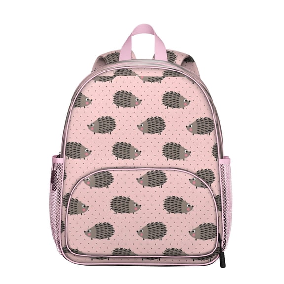 Pink Hedgehog Pattern Backpack Backpack for School,Cute School Bag,Schoolbag with Adjustable Shoulder Straps & Padded Back,13.8"x11.4"x6"