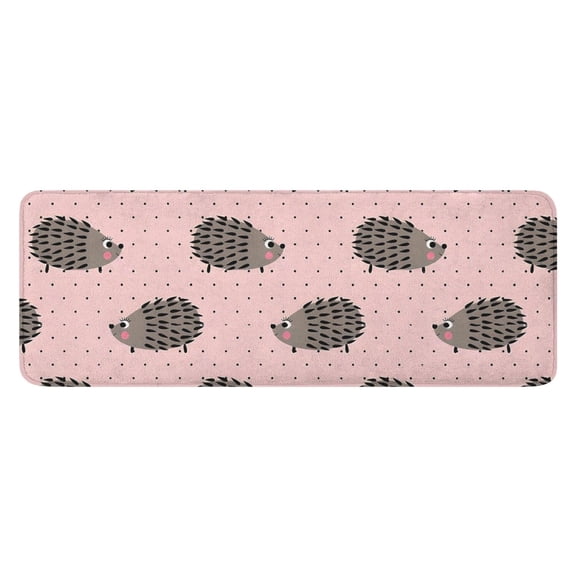 Pink Hedgehog Pattern Kitchen Rug Mat,Kitchen Runner Rugs Non Skid Washable,Decorative Kitchen Floor Mats for Kitchen,Sink,Laundry,17"x47.2"