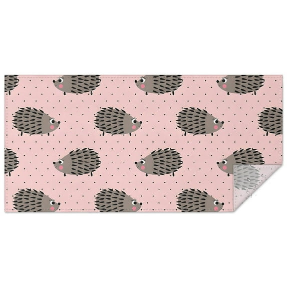 Pink Hedgehog Pattern Rectangle Tablecloth 60"x120",Waterproof Polyester Rectangle Table Cloth, Wipeable Spillproof Polyester Tablecloth for Dining, Camping, Indoor and Outdoor
