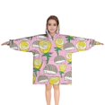 thumbnail image 1 of Pink Hedgehog Rose Pattern Blanket Hoodies for Kids 6-13YR Oversize Wearable Blanket Hoodies for Boys Girls Teens, 1 of 7