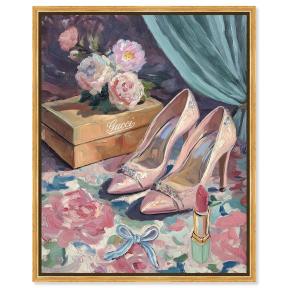 Pink Heels Canvas Print Fashion Art by Art Remedy, Gold Frame, 30 x 36