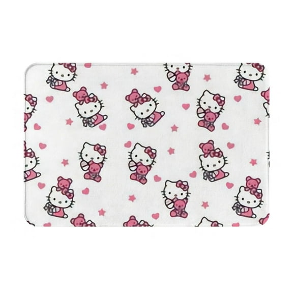 Pink Hello Kitty Bathroom Rugs Mat 24x16,Extra Soft and Absorbent Microfiber Bath Rugs,Non-Slip Plush Shaggy Bath Carpet,Machine Wash Dry,Bath Mat for Bathroom Floor,Tub and Shower,Grey
