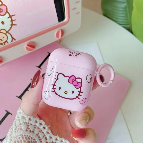 Pink Hello Kitty Cat Case For Apple AirPods 1/2 3rd Cover For AirPods Pro Air Pod Shell IPhone Earphone Accessories With Hook