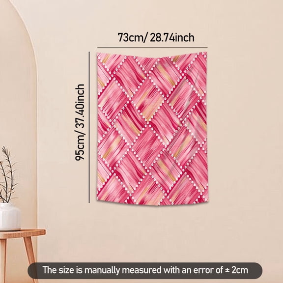 Pink Herringbone Pattern Tapestry 37x29 Inches Wall Hanging for Bedroom Living Room Dorm Decor