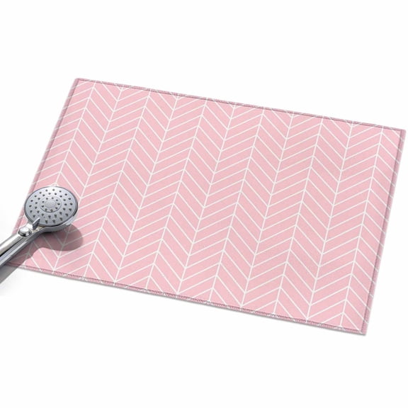 Pink Herringbone Stripes 2x3ft Non Slip Area Rug Modern Abstract Geometric Pink Simple Lines Washable&nbsp;Soft Area Rugs for Living Room, Indoor&nbsp;Circle Carpet for Bedroom Dining Room Kitchen