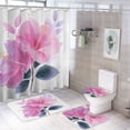 thumbnail image 1 of Pink Hibiscus 4 Piece Shower Curtain Sets Shower Curtain And Rugs Shower Curtain Set Tropical Floral Waterproof Personality Pattern Bath Curtain for Bathroom Decor, 1 of 8