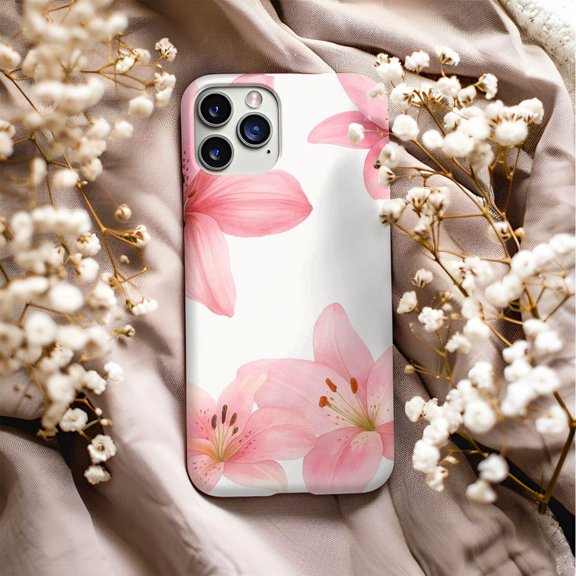 Pink Hibiscus Floral Case for iPhone 11 12 13 14 15 16 17 Pro Max Plus