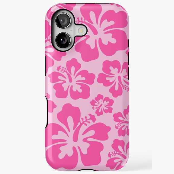 Pink Hibiscus Flower Tropical Botanical Phone Case 17 16 15 14 13 12 11 Pro Max