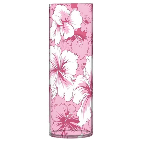 Pink Hibiscus Pattern Vase Flower Vase Clear Unbreakable Plastic Tall Decorative 11.8in