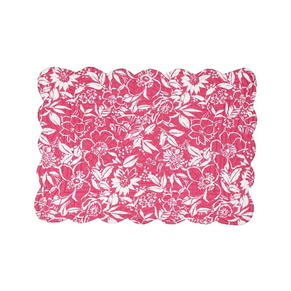 Pink Hibiscus Quilted Single Placemat, 13" x 19"
