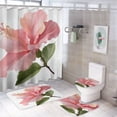 thumbnail image 1 of Pink Hibiscus Shower Curtain 4 Piece Set with Rugs Include Waterproof Shower Curtain Non-Slip Rug Toilet Lid Cover Bath Mat Summer Tropical Waterproof Personality Pattern Bath Curtain, 1 of 8