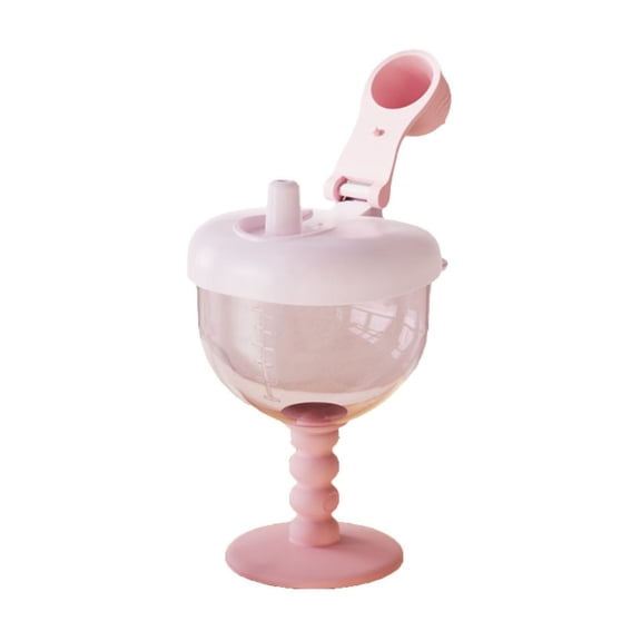 Pink High-Footed Learning Cup - Anti-Fall Straw Cup with Colorful Marked Scale, Bpa-Free Material for Girls, Cute Cartoon Design to Attract Age 3+, Safe Cup for Daily Use & Potty Training, 1pc