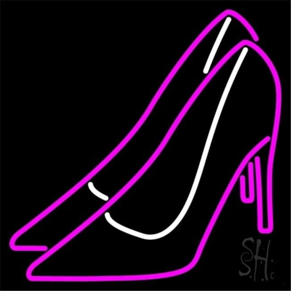 Pink High Heels Block Clear Backing Neon Sign, 24 x 1 x 24 in.