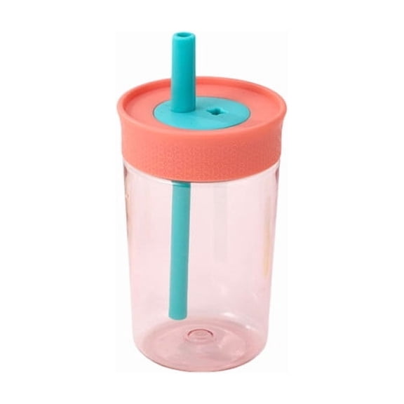Pink High Temperature Resistant Plastic Cup With Reusable Straw Mini Portable Design For Cold Beverages Pink