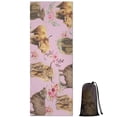 thumbnail image 1 of Pink Highland Cow Flower Pattern Hot Yoga Mat Towel Non Slip for Hot Yoga - Quick-Drying Yoga Mat Cover with 4 Corner Pockets with Travel Bag - Hot Yoga Towel Non Slip 70"x26", 1 of 6