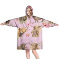 thumbnail image 1 of Pink Highland Cow Flower Pattern Wearable Oversized Blanket,Wearable Blanket Hoodie for Adults,Cozy Hooded Blankets with Super Pockets,Super Warm Fuzzy Pullover for Women & Men, 1 of 6