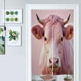 thumbnail image 1 of Pink Highland Cow Pattern Door Curtain Nordic Living Room DoorCurtain Porch Partition Curtain Kitchen Rative Half Curtain, 1 of 4