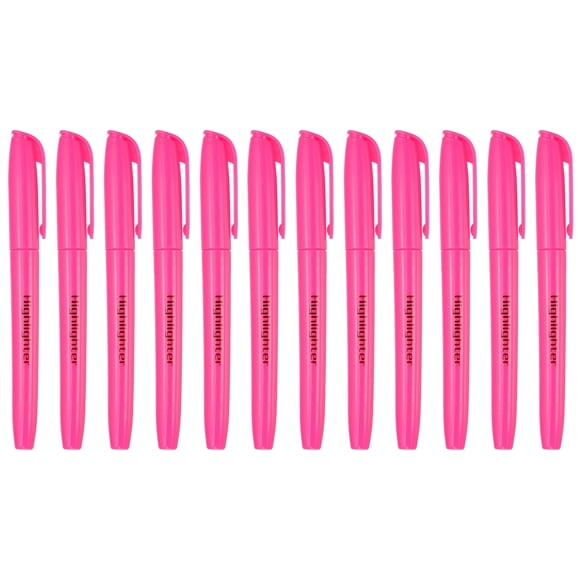 Pink Highlighter, 12 Pack High Lighters No Bleeds Highliters Pens Neon Clear View Bright Quick Dry Pocket Marker Pen Sticks Chisel Tip Cute for Books Office Adults Classroom