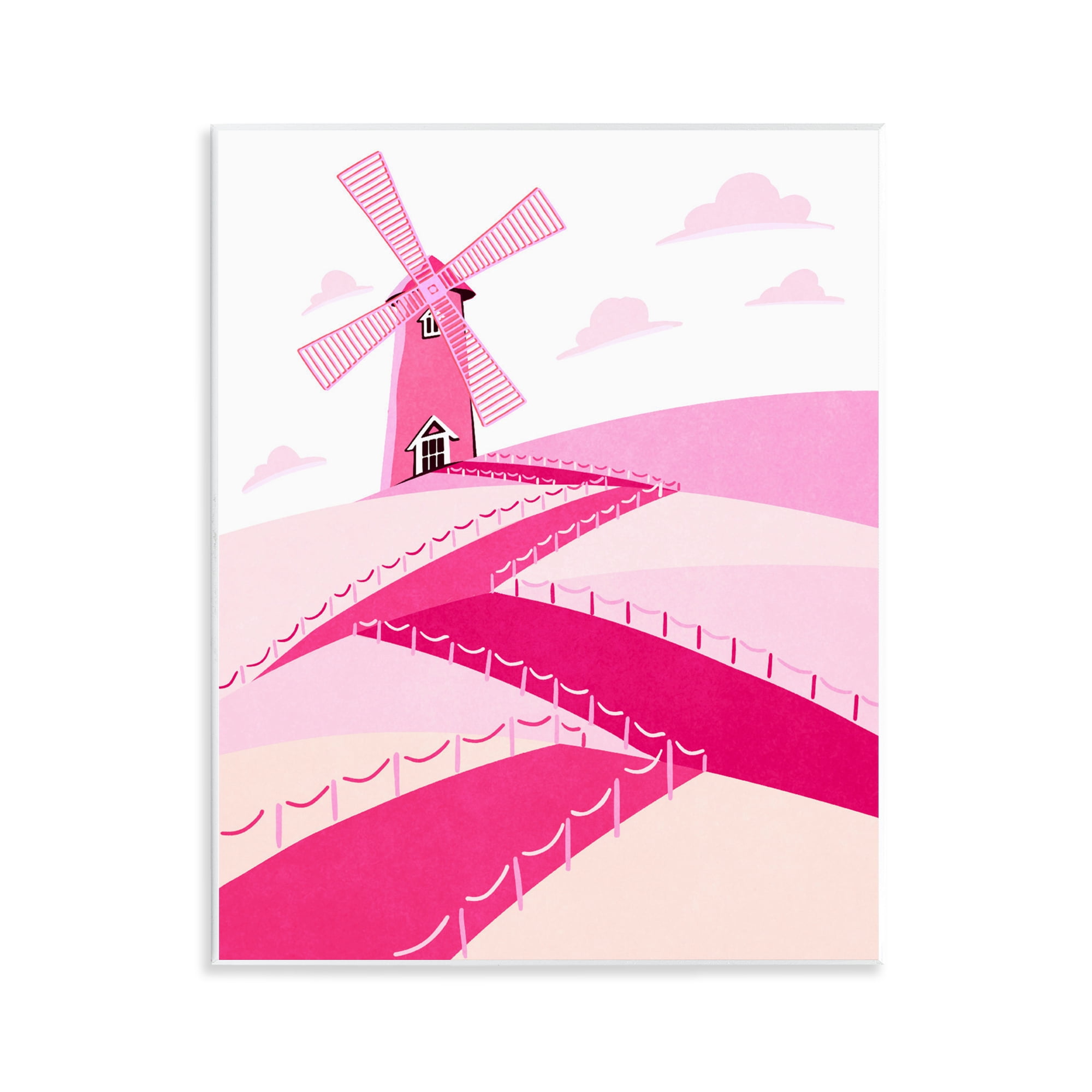 Pink Hills and Windmill Wall Plaque Art, design by Ziwei Li