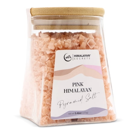 Pink Himalayan Pyramid Flake Salt - 155g Triangle Glass Jar