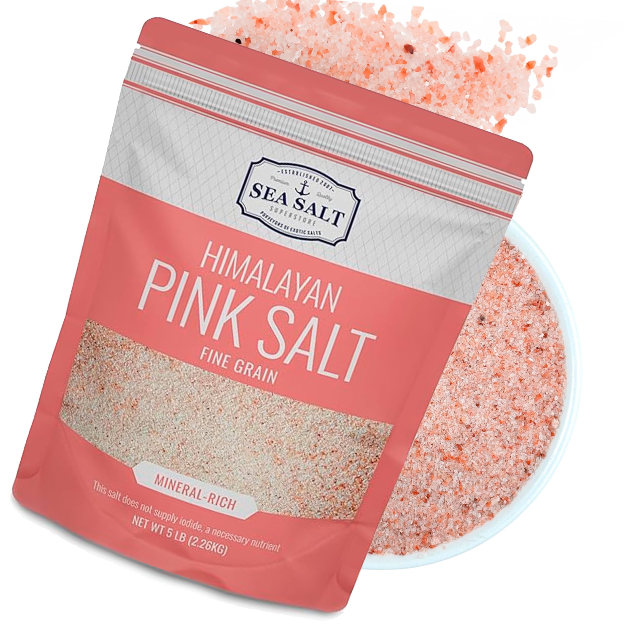 Pink Himalayan Salt, Fine Grain for Table Shaker - 5lb Bag