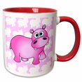 thumbnail image 1 of 3drose, Pink Hippopotamus, 11oz Two-tone Red Mug, 1 of 6