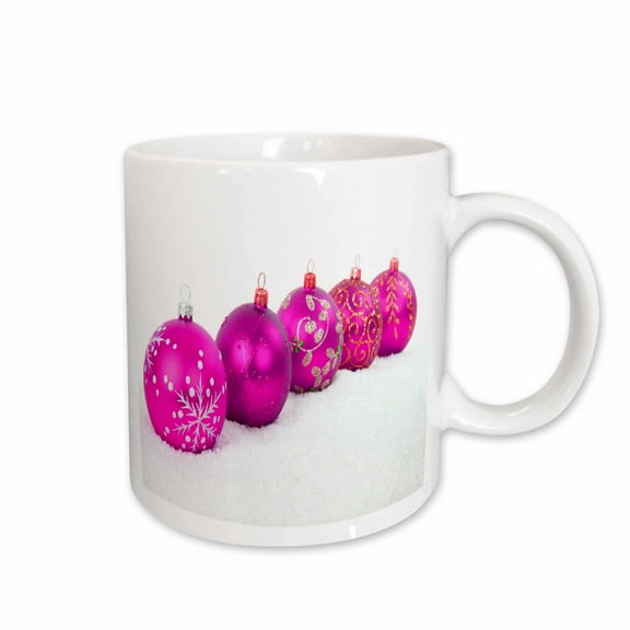 3drose, Pink Holiday Bauble Cheer, 15oz Mug