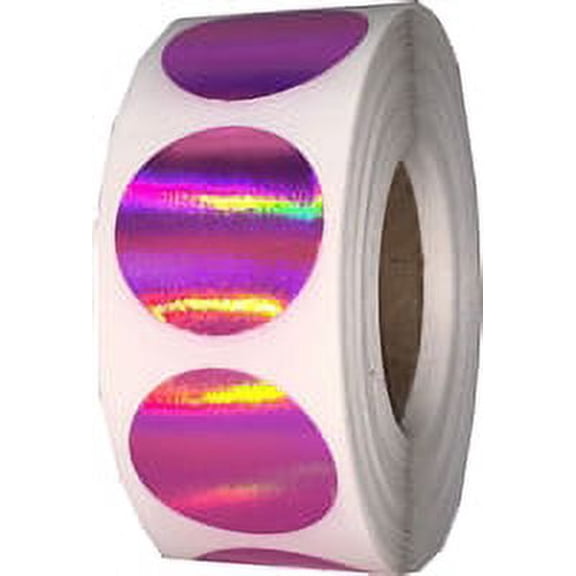 Pink Holographic Circle Dot Stickers | 0.75" Inch Round | 500 Pack