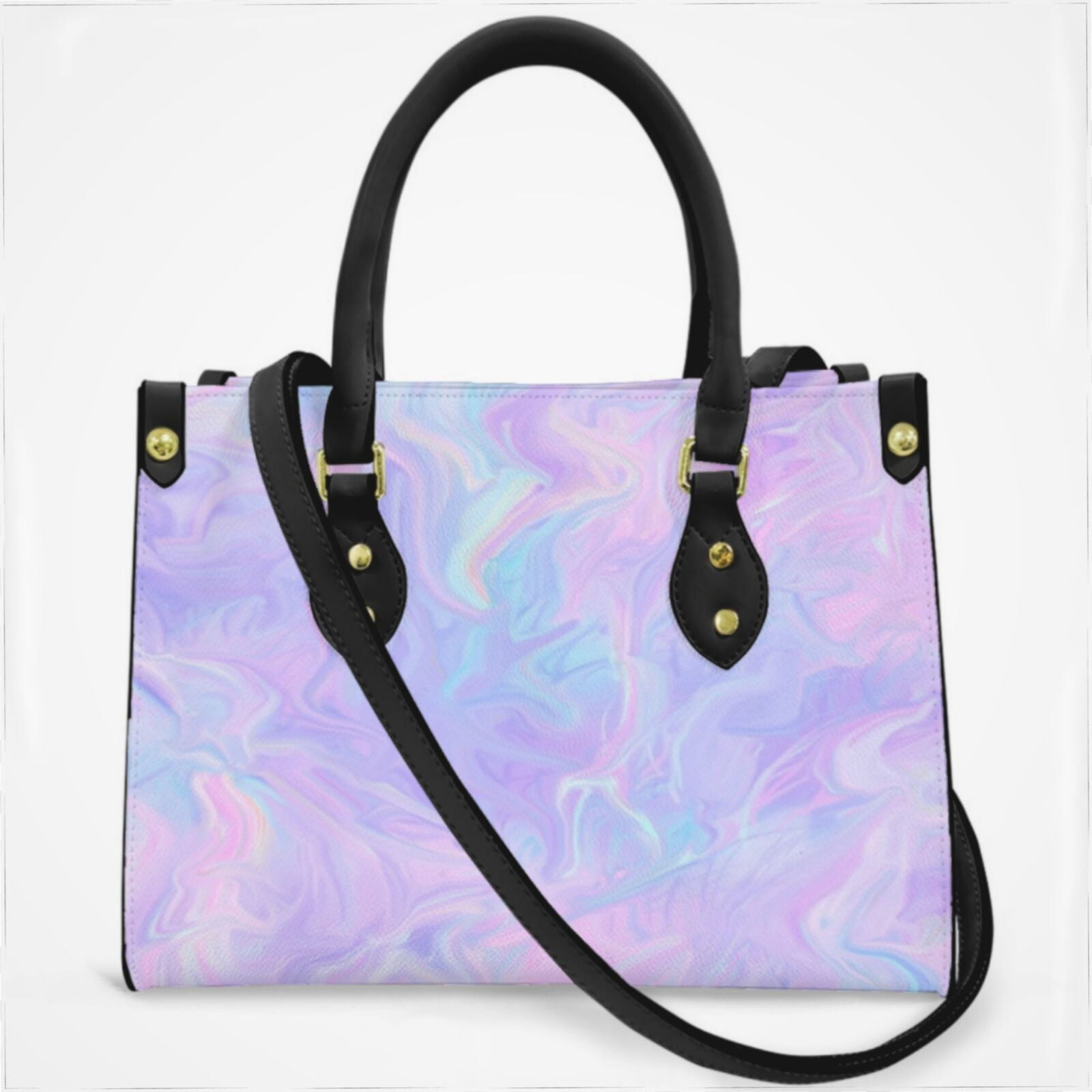 Pink Holographic Pastel Color Cross Body Bags For Women Small Leather Female Handbags Fashion Top-Handle Totes