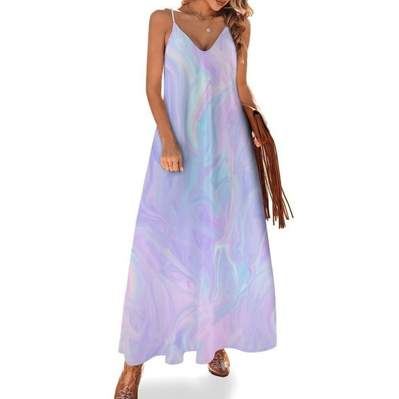 Pink Holographic Pastel Color Sleeveless Dress Loose Women's Dress Dresses Luxury Evening Dresses