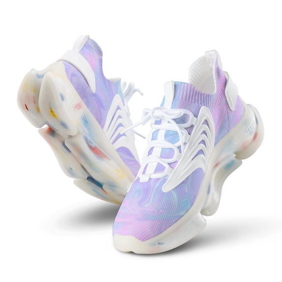 Pink Holographic Pastel Color Walking Shoes for Men Woman Lightweight Tennis Fashion Elastic Sports Shoes Cushion Basketball Shoes