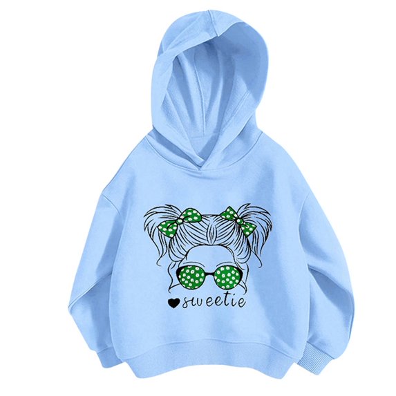 Pink Hoodie Girls Cartoon Pattern Crewneck Cotton Long Sleeve Clothes Feminino Hoodies