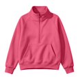 thumbnail image 1 of Pink Hoodies for Women Cropped Stand Collar Half Zip Fleece Sweatshirt Sleeve Loose Pullover Jacket for Autumn Winter Casual Long Sleeve Top, 1 of 2