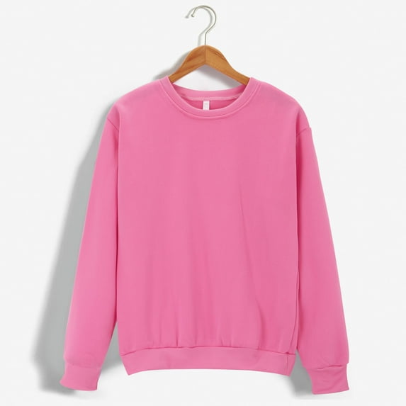 Pink Hoodies for Women'S Solid Color Round Neck Oversized Sweatshirt Loose Fit Long Sleeve Light Sweatshirt Loose Blouse Fall Tops for Women 2025