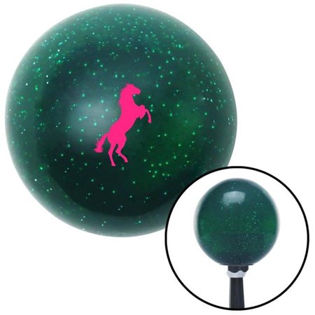 Pink Horse Rearing Green Metal Flake Shift Knob with M16 x 1.5 Insert Shifter Auto Brody