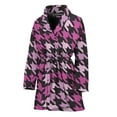 thumbnail image 1 of Pink Houndstooth Pattern Women Bathrobe One Size Univeral Fits Fashion Lightweight Plush Fleece Long Robe For Women, 1 of 3