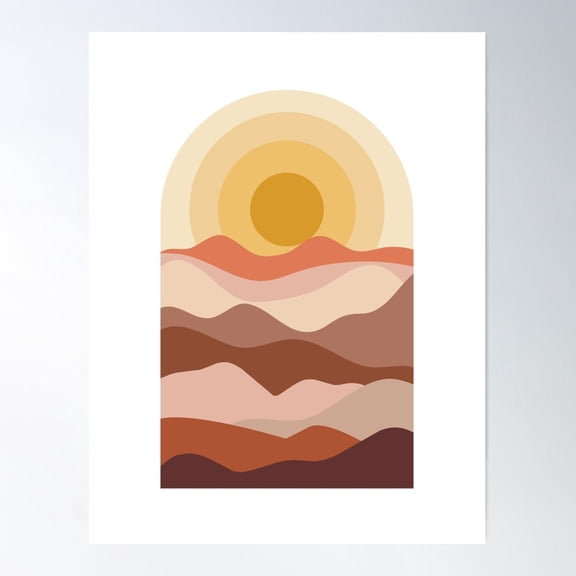Pink Hour Arch Sunset Or Sunrise Scene Poster Wall Art, Modern Wall Decor For Living Room Bedroom, 8x12 UNFRAMED