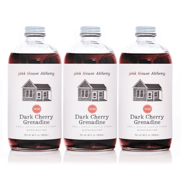 Pink House Alchemy Dark Cherry Grenadine Simple Syrup 3 pack of 16 oz (DCS3)