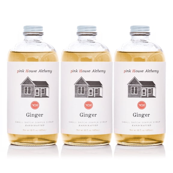 Pink House Alchemy Ginger Simple Syrup 3 pack of 16 oz (GS3)