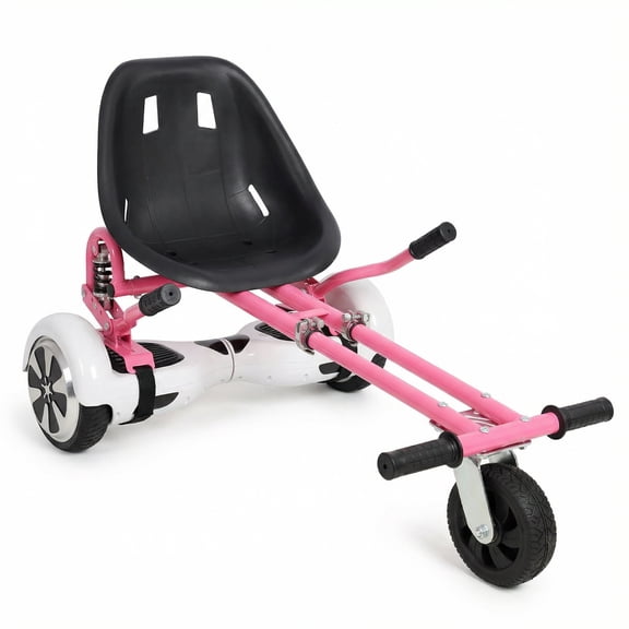 Pink Hoverboard Go Kart Attachment for 6.5 8 10 Hoverboards, Dual Pole & Dual Shock Absorber, Sturdy Adjustable Off-Road Frame with Seat, Hover Cart for Family Fun, Not Include Hoverboard
