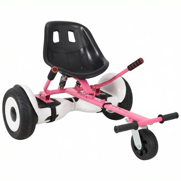 Pink Hoverboard Seat Attachment Go-Kart for 6.5-10 inch Hoverboards, Dual Shock Absorber, Sturdy Adjustable Off-Road Frame, Hover Cart for Family Fun, not include Hoverboard