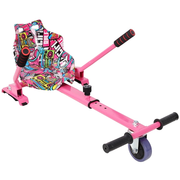 Pink Hoverboard Seat Attachment Go-Kart, Fits 6.5 8 10 Hoverboards, Sturdy Adjustable Off-Road Frame, Hover Cart for Family Fun, Not Include Hoverboard