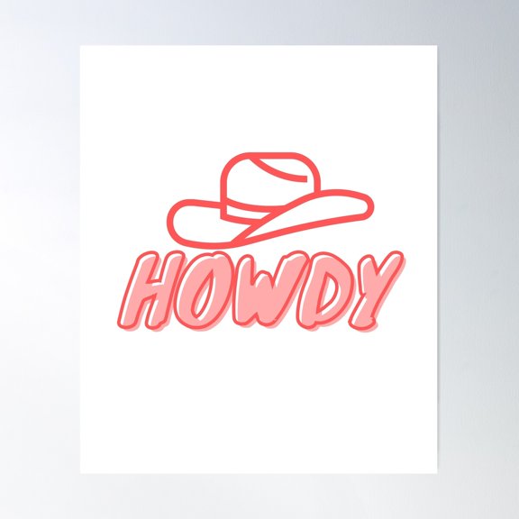 Pink Howdy Cow Girl Poster Wall Art, Modern Wall Decor For Living Room Bedroom, 8x12 UNFRAMED