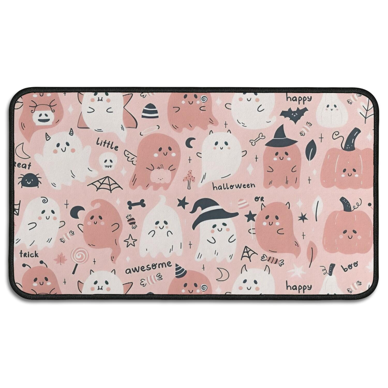 Pink Hued Cute Halloween Ghosts Pattern Door Rugs,Washable Non Slip ...