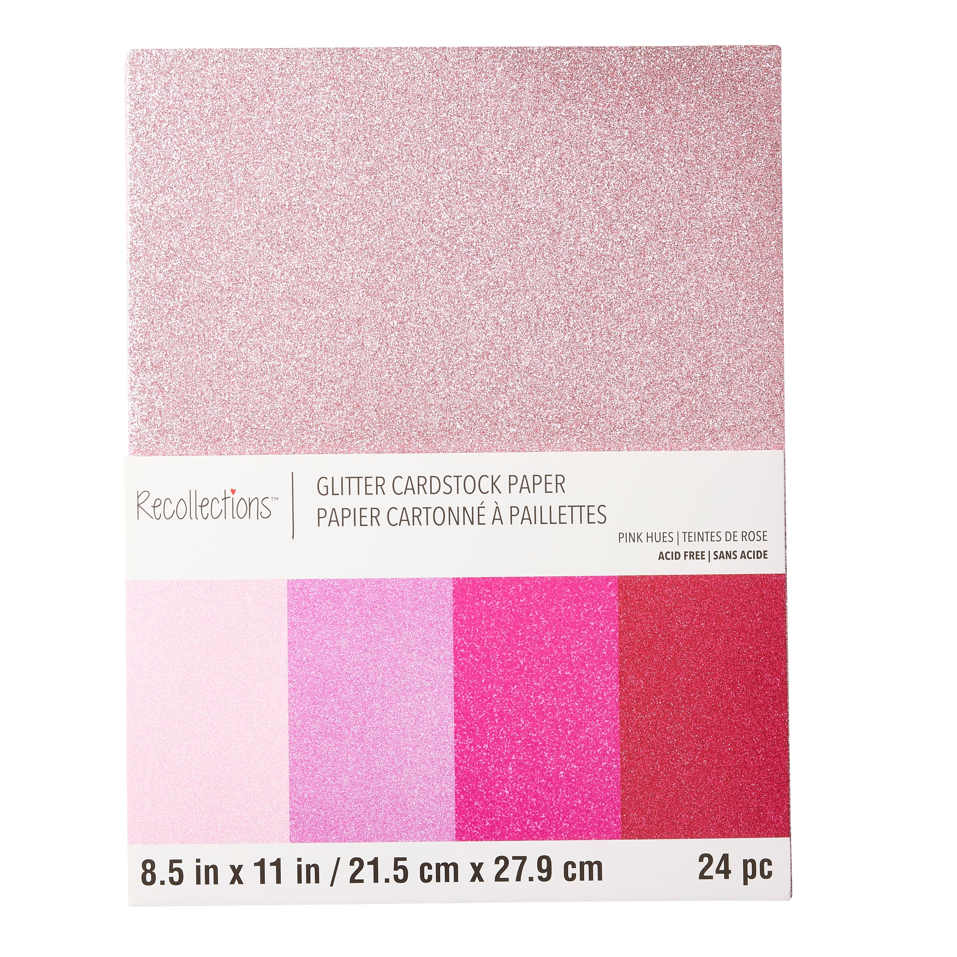 Pink Hues Glitter 8.5" x 11" Cardstock Paper by Recollections - 24 Sheets
